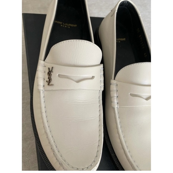 Saint Laurent Shoes - Saint Laurent White Leather Loafers
